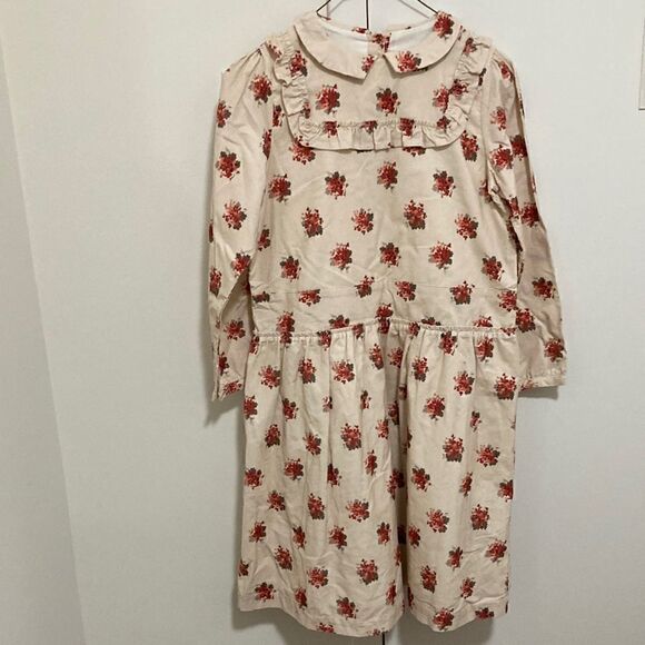 Girls Dress in Thin Whale Corduroy Long Sleeves Pale Pink Floral. Size 12. - Picture 1 of 9